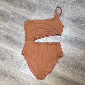 Aerie Full Coverage One-Piece Swimsuit in Warm Brown
